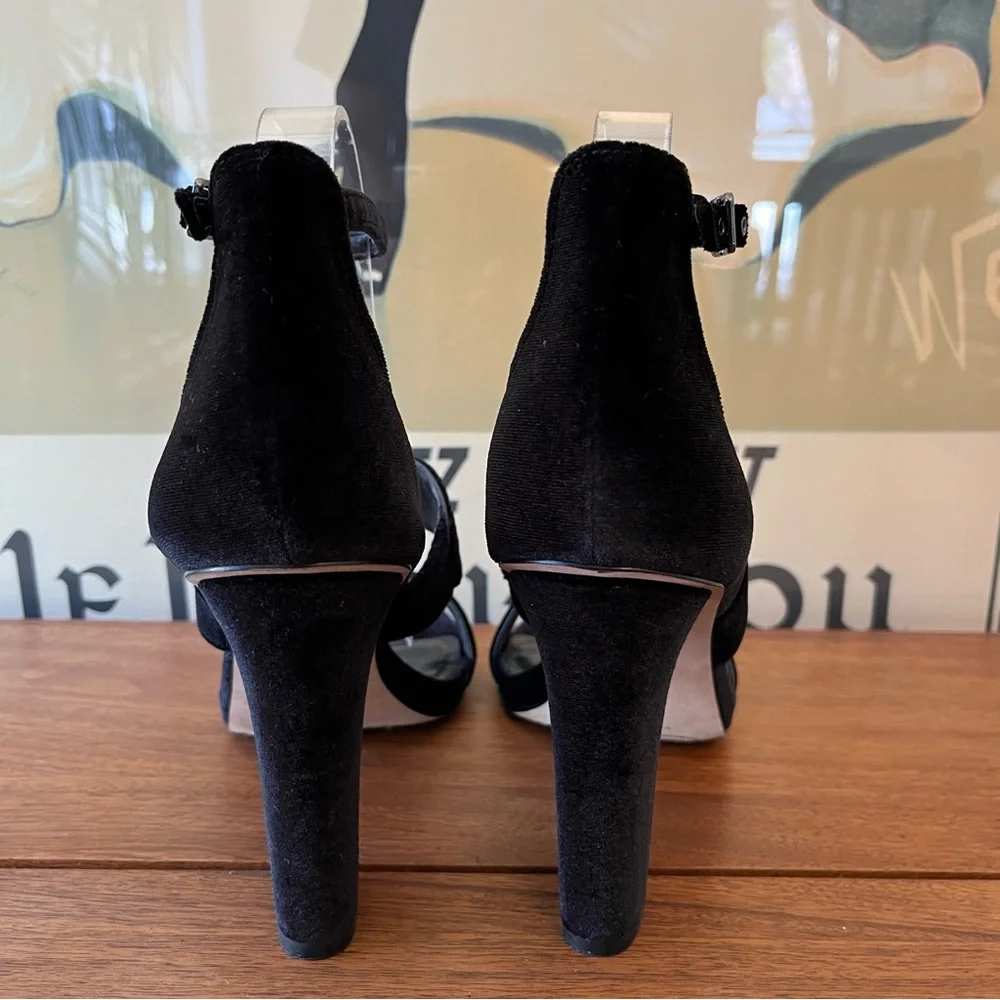 Vince Camuto Black Velvet Robeka Block Heel Sandals